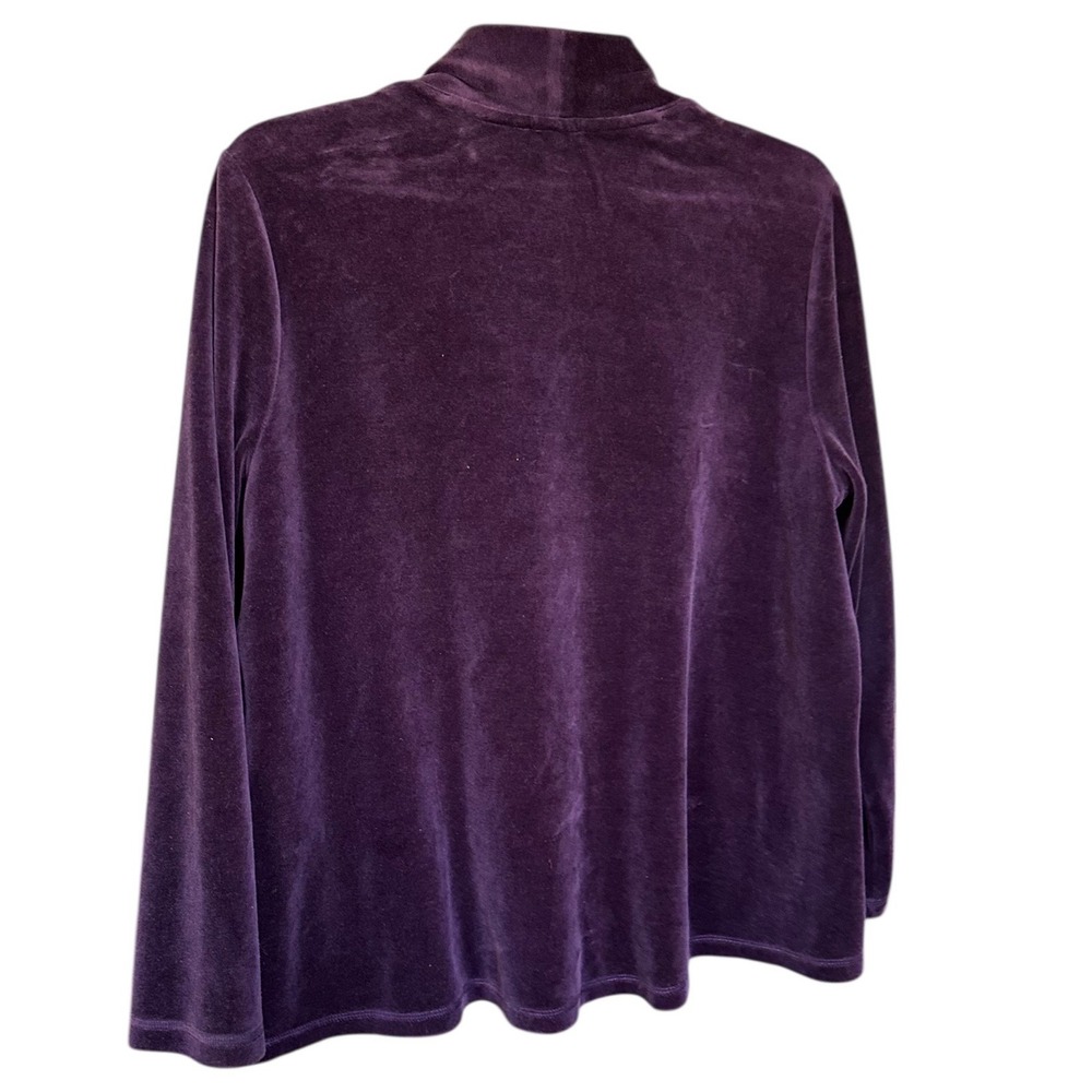 Talbots Petites Purple Velvet Velour Open Front Cardigan Jacket Sz LP Luxury - Picture 2 of 6